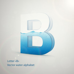 Vector water alphabet on gray background. Letter B. EPS 10 template for your art and advertisement