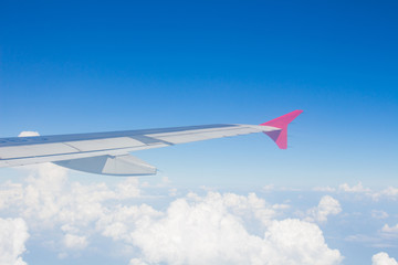 Fototapeta premium The aircraft in flight (airplane, wing, plane)