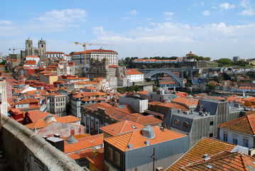 Colored facades and roofs of houses in Porto, Portugal.