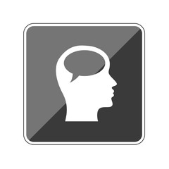 Kopf mit Sprechblase - Gedanken - Reflektierender App Button