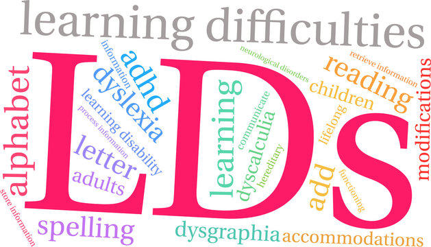 LDs Word Cloud on a white background. 