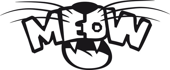 mund maul lustig text logo meow miau katze comic cartoon design haustier