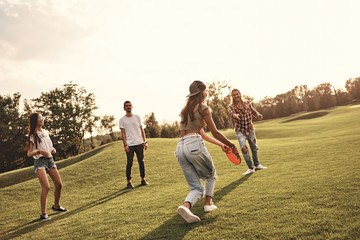 Enjoying game with friends. 