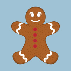 Gingerbread man XMas icon. Cartoon style. Vector Illustration for Christmas day