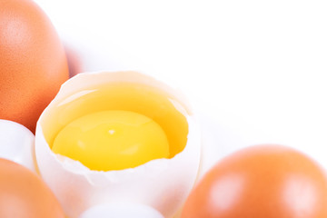 Fresh eggs in white box, closeup,