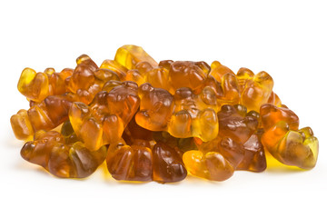 heap of fruity gummy bears with sea buckthorn flavor
