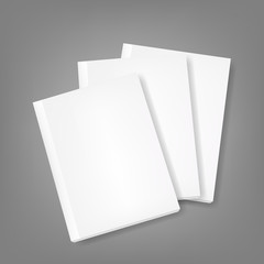 Set of three book/magazine template on isolated background. Mockup template ready for design.