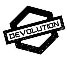 Devolution rubber stamp. Grunge design with dust scratches. Effects can be easily removed for a clean, crisp look. Color is easily changed.