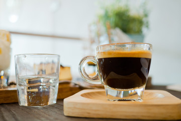 hot coffee cup on table at morning. relax time