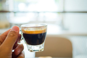 hot coffee cup on table at morning. relax time