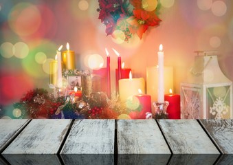 Wooden floor with Christmas theme background