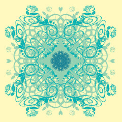Seamless abstract floral pattern with mandala pattern