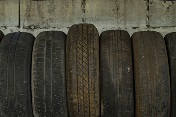Obraz premium dirty old wheel. texture of old tire