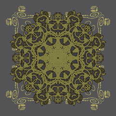 Seamless abstract floral pattern with mandala pattern