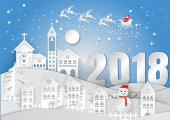 Fototapeta premium Winter season with snowflake. Vector illustration of Merry Christmas, paper art design in the box