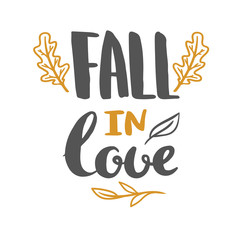 fall in love poster with lettering