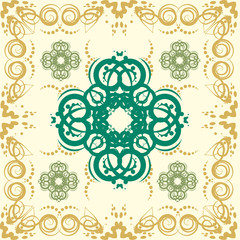 Seamless abstract floral pattern with mandala pattern