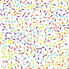 Festival seamless pattern with confetti or donut's glaze, sprinkles. Repeating background, vector illustration