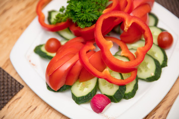 fresh slice of vegetable on plate top view