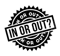 In Or Out rubber stamp. Grunge design with dust scratches. Effects can be easily removed for a clean, crisp look. Color is easily changed.