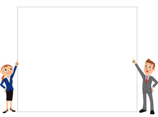 大きなホワイトボードと会社員