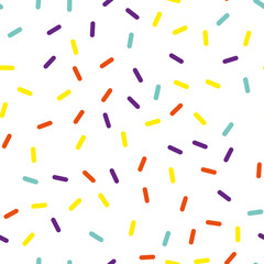 Festival seamless pattern with confetti or donut's glaze, sprinkles. Repeating background, vector illustration