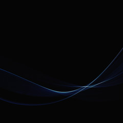 Vector Abstract shiny color blue wave design element on dark background. Science or technology design