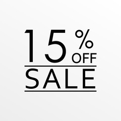 15% off. Sale and discount price banner. Sales tag design template. Vector illustration.