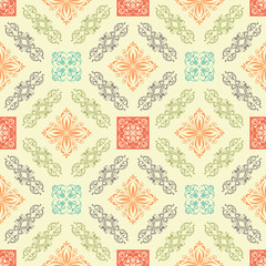 Traditional ornate portuguese and brazilian tiles azulejos. Faded dingy worn colors azulejo tiles. Worn look. Vintage pattern. Abstract background  