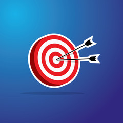 isometric flat target and arrow. vector illustration.