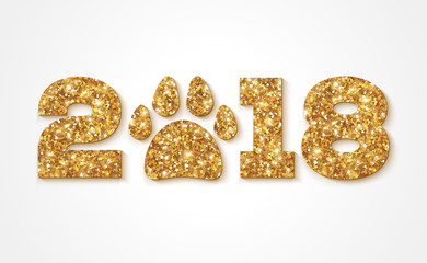 2018 Happy New Year gold on white