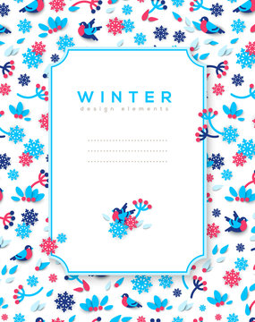 Vertical banner with winter frame.