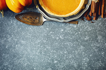 Pumpkin pie. Thanksgiving Day food concept