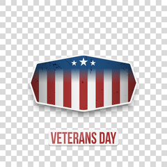 Veterans Day greeting Label with Text