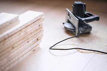 Close up image of circular handsaw.