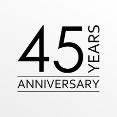 45 years anniversary icon. Anniversary decoration template. Vector illustration.