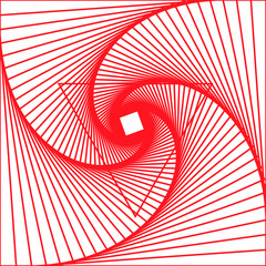 Abstract red spiral vector background. Computer generated image of twisting lines on white background.