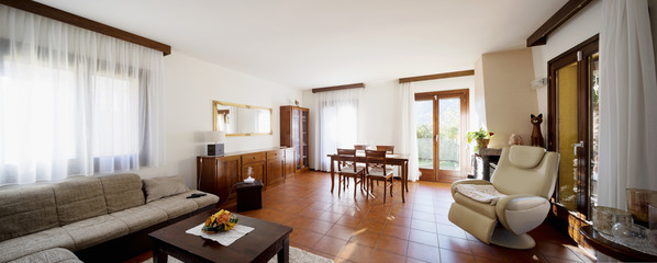 Living room with leather chaise longue