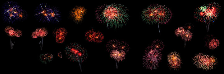 abstract Fireworks light up the dark sky