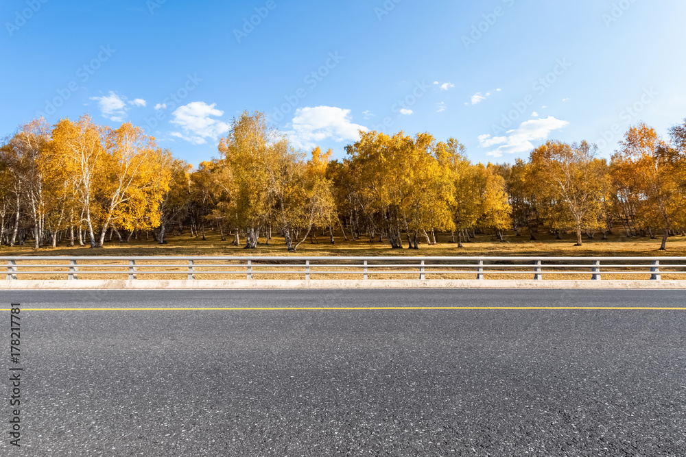 Poster autumn highway background