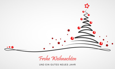 Grußkarte - "Abstrakter Weihnachtsbaum" (Schwarz/ Rot)