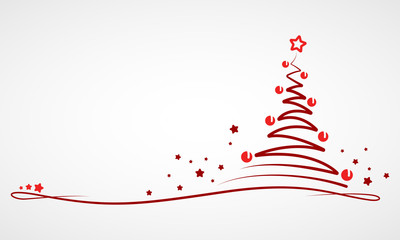 Grußkarte - "Abstrakter Weihnachtsbaum" (in Rot)