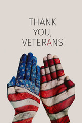 text thank you veterans and flag of USA
