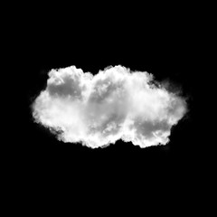 Single cloud isolated over black background, realistic cloud shape 3D illustration
