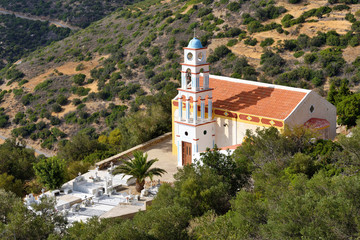 Fototapeta na wymiar Greek church with belfry