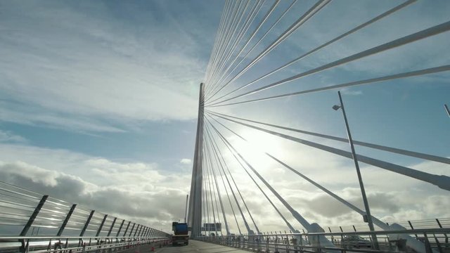 Queensferry Crossing bridge near Firth of Forth bay, Scotland, UK