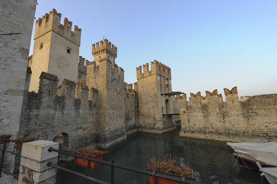 Scaliger castle - the 13th century fortress in Sirmione, Lake Garda,Italy
