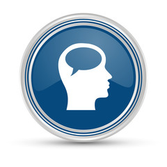 Blauer Button - Kopf - Gehirn