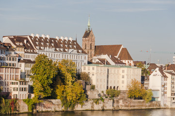 Basel, Stadt, Altstadt, Martinskirche, Kirche, Rhein, Rheinufer, Fluss, Altstadthäuser, Stadtrundgang, Herbst, Basel-Stadt, Schweiz