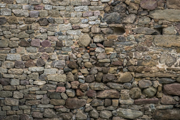 Texture of old rock wall for background, Medieval stone wall